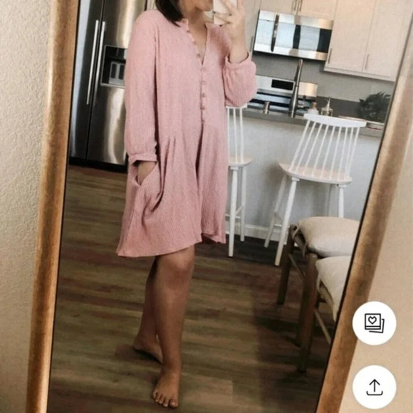 Free People FP Beach Blossom Button Up Shirt Dress Stretch Cotton Size  Small - Picture 6 of 11